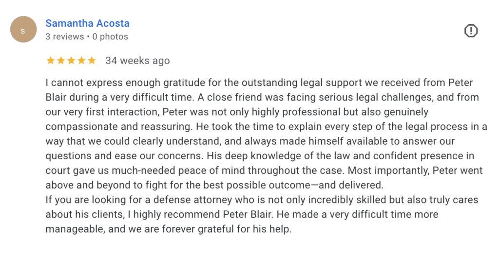 San Diego Criminal Defense Client Review