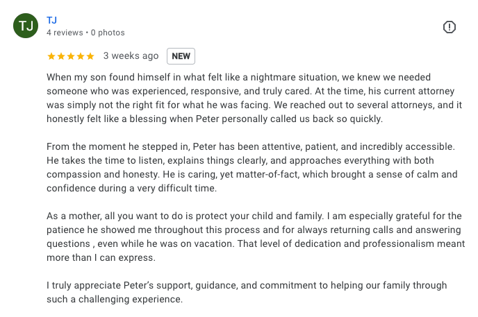 San Diego Criminal Defense Client Review